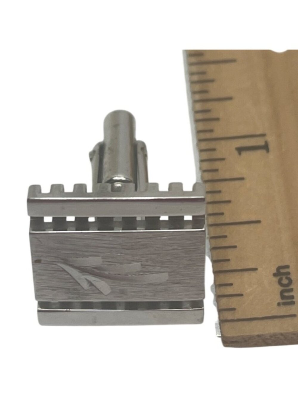 Single Silver Square Cufflink With Etched Design Mens Formal Accessory Polished